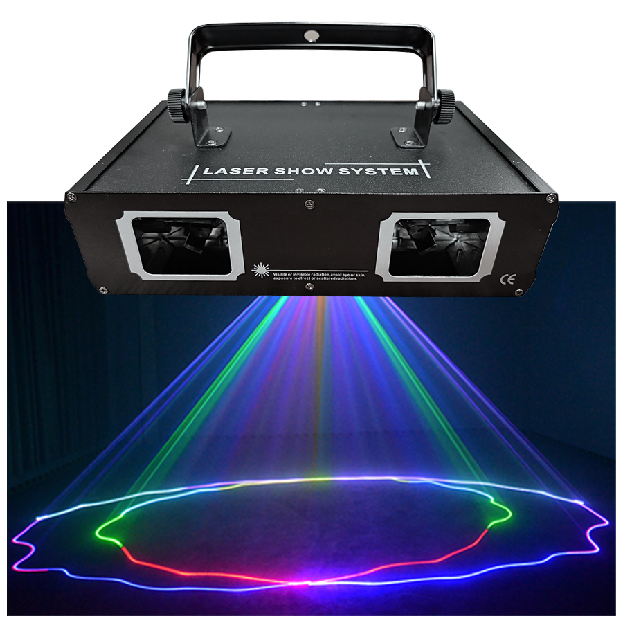 Industrial Laser Projector - Disco-Laser-Doppellinsen-RGB-Strahlenscanner-Projektor DMX 512 für DJ-Partys, Hochzeiten,